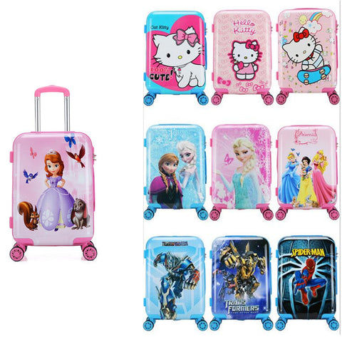 New 20 Inch Cartoon Children Rolling Luggage Kid Suitcase Boy Girl Princess Abs Trolley Case