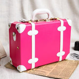 Lovely Girl Pu Trolley Luggage Suitcase Korea Fashion Style Vintage Luggage Travel Bag Small