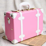 Lovely Girl Pu Trolley Luggage Suitcase Korea Fashion Style Vintage Luggage Travel Bag Small