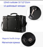 Retro Rolling Luggage Set Spinner Women Trolley Case 24Inch Travel Suitcase Set Wheels 20 Inch Pu