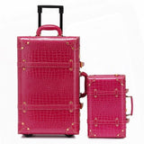 Retro Suitcase Set Red Trolley Case Female Cosmetic Suitcase Universal Wheel Dowry Box Bride