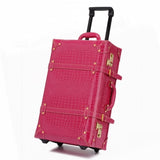 Retro Suitcase Set Red Trolley Case Female Cosmetic Suitcase Universal Wheel Dowry Box Bride