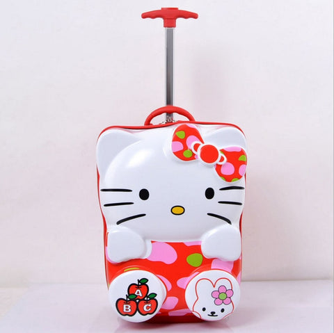 New Cute Children'S Carry-Ons  Spinner Suitcase 3D Cartoon Girls  Trolley Case Hello Kitty