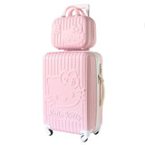 Hello Kitty Travel Suitcase Set With Wheel Rolling Luggage Spinner Trolley Case Woman Cosmetic Case