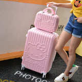 Hello Kitty Travel Suitcase Set With Wheel Rolling Luggage Spinner Trolley Case Woman Cosmetic Case