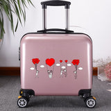 Unisex 2Pcs Carry On Travel Suitcase Women Laptop Luggage Stripe Pattern Small Luggage 18 Inch