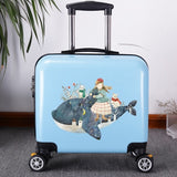 Unisex 2Pcs Carry On Travel Suitcase Women Laptop Luggage Stripe Pattern Small Luggage 18 Inch