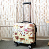 Unisex 2Pcs Carry On Travel Suitcase Women Laptop Luggage Stripe Pattern Small Luggage 18 Inch