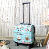 Unisex 2Pcs Carry On Travel Suitcase Women Laptop Luggage Stripe Pattern Small Luggage 18 Inch