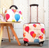 Unisex 2Pcs Carry On Travel Suitcase Women Laptop Luggage Stripe Pattern Small Luggage 18 Inch