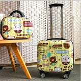 Unisex 2Pcs Carry On Travel Suitcase Women Laptop Luggage Stripe Pattern Small Luggage 18 Inch