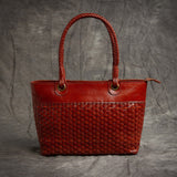 Top-Handle Women'S Bags Handmade Genuine Leather High Capacity Totes Woven Cow Italy Leather