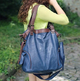 Women Novelty Big Genuine Leather Totes Female 100% Sheepskin Black Green Red Large One Shoulder