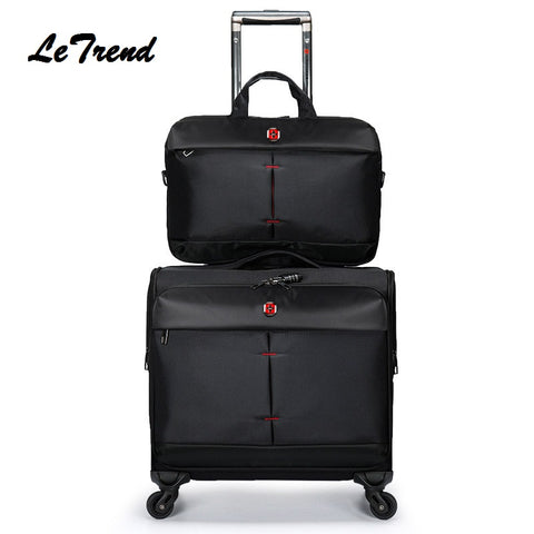 Letrend Buy Luggage Get The Bag Fress Nylon Travel Multi-Function Luggage Trolley Men Large
