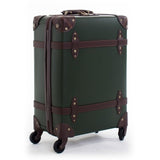 High Quality Vintage Suitcase Wheels Leather Rolling Luggage Spinner Women Retro Trolley 20 Inch