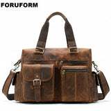 Crazy Horse Genuine Leather Travel Bag Men Vintage Travel Duffel Bag Cow Leather Carry On Luggage