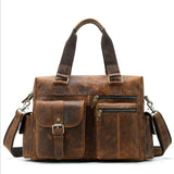Crazy Horse Genuine Leather Travel Bag Men Vintage Travel Duffel Bag Cow Leather Carry On Luggage