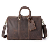 Men Vintage Crazy Horse Leather Travel Bags Carry On Luggage Bags Genuine Leather Duffel Bags Large