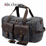 Canvas Leather Travel Bag Carry On Luggage Bags Men Military Duffel Bags Travel Tote Large