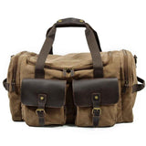 Canvas Leather Travel Bag Carry On Luggage Bags Men Military Duffel Bags Travel Tote Large