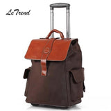 Letrend Black Business Travel Bag Men Carry On Capacity Backpack Multifunction Rolling Luggage