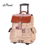 Letrend Black Business Travel Bag Men Carry On Capacity Backpack Multifunction Rolling Luggage