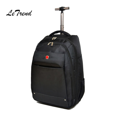 Letrend Business Backpack Oxford Travel Bag Men Suitcase Wheels Trolley Student Large Capacity
