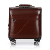 Retro Universal Wheel Trolley Case,Waterproof Suitcase,16" Cross Section Boarding Box,Square