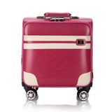 Retro Universal Wheel Trolley Case,Waterproof Suitcase,16" Cross Section Boarding Box,Square