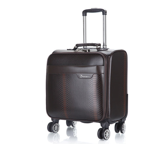 Genuine Crocodile Grain Trolley Case,Pu Business Suitcase,18 Inch Boarding Box,Universal Wheel