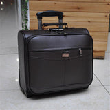 Wholesale!16Inches Pu Leather Commercial Trolley Luggage On Fixed Caster,High Quality Travel