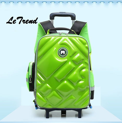 Letrend Cute Owl Rolling Luggage Backpack Kids Children Cartton Backpack Trolley Suitcase Wheels 18