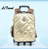 Letrend Cute Owl Rolling Luggage Backpack Kids Children Cartton Backpack Trolley Suitcase Wheels 18