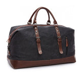 Canvas Leather Handbag Men Travel Bags Carry On Luggage Bag Male Duffel Bags Women Tote Big Bag
