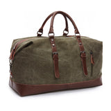 Canvas Travel Bag Men Leather Handbag Male Carry On Luggage Duffel Bags Women Overnight Big