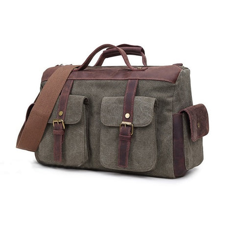 Vintage Canvas Leather Men'S Travel Bags Carry On Luggage Bags Men Duffel Bags Travel Tote Large