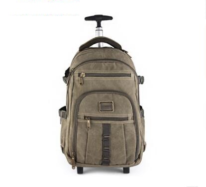 Men Cabin Rolling Luggage Bag With Wheels Canvas Trolley Bags Baggage  Bag Wheeled Backpack For Men