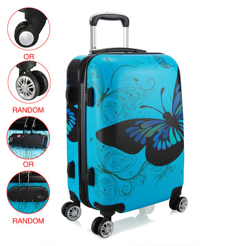 24 Inch Unisex Trolley Luggage 4 Wheel Spinner Carry On Luggage Suitcase Butterfly Pc Travel