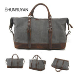 Shunruyan Canvas Cow Leather Men Travel Bags Carry On Luggage Bags Men Duffel Bags Travel Tote