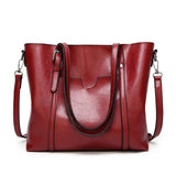 Women Bag Oil Wax Women'S Leather Handbags Luxury Lady Hand Bags With Purse Pocket Women