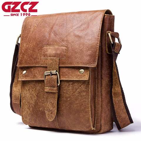 Gzcz New Shoulder Bags Genuine Leather Men Bag Famous Brand Design High Capacity Briefcase For