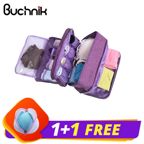 Buchnik Women Underwear Bags Portable Travel Compartment Wash Cosmetic Clothes Organizer Fashion