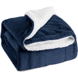Bedsure Sherpa Fleece Blanket Throw Size Navy Blue Plush Throw Blanket Fuzzy Soft Blanket