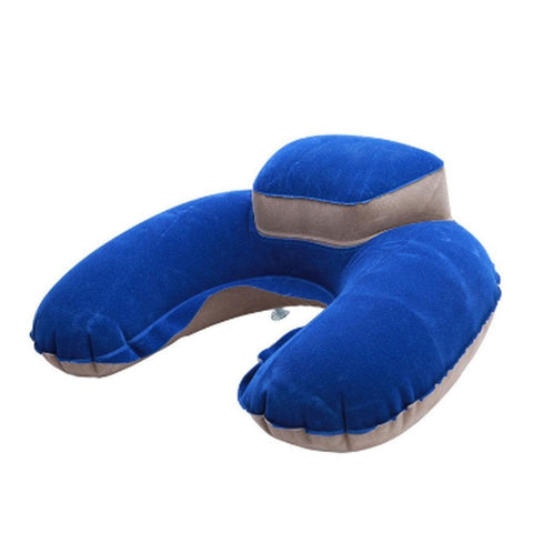 Eulan Travel Pillow Inflatable U Shape Neck Blow Up Cushion Pvc Flocking Pillow For Camping And