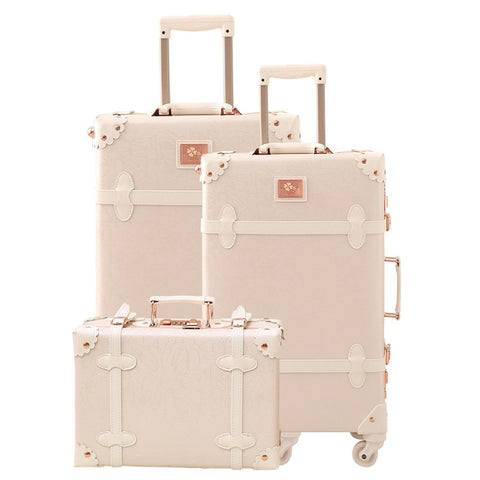 Women Trolley Suitcase Set Lightweight Travel Luggage Carry On Leather Trunk 3 Pieces Kids Children
