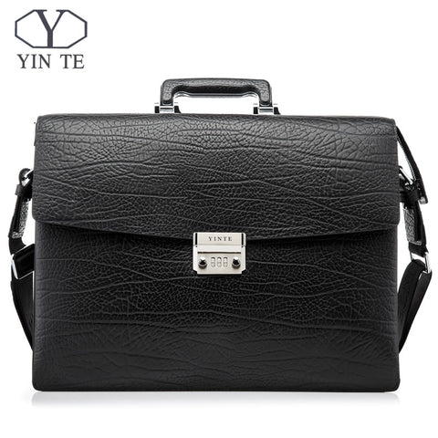 Yinte Fashion Men Briefcase Leather Men Bag Business Lawyer Case High Quality 15Inch Laptop