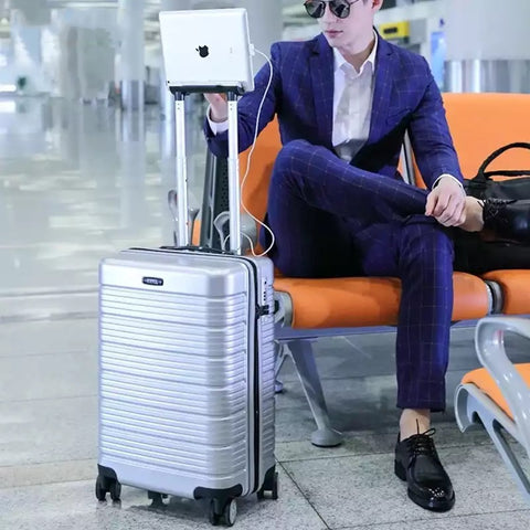Original Design Multi-Function Rolling Luggage Men Women Boarding Travel Trolley Case 20"24"28" Usb