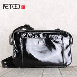 Aetoo Men'S Leather One-Shoulder Oblique Cross Handbag Sheepskin Soft Bag Bright Leather Casual