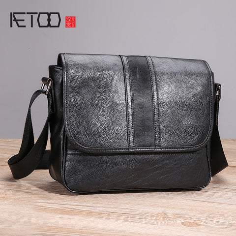 Aetoo Single Shoulder Bag Male Leather Casual Oblique Cross Bag Japanese Leisure Trend Men'S Head