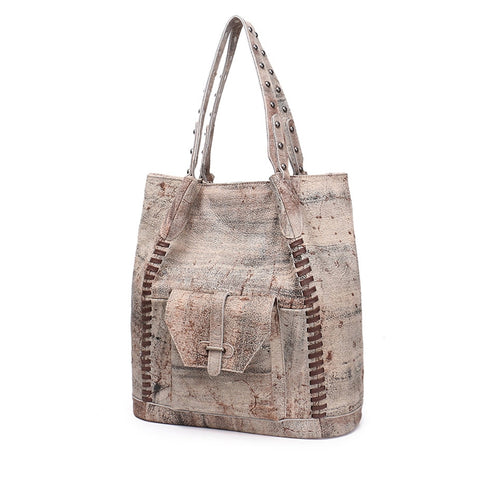 Bag For Women Genuine Leather Handbag Retro Grey Khaki Ladies Shoulder Bags China 100% Cowhide